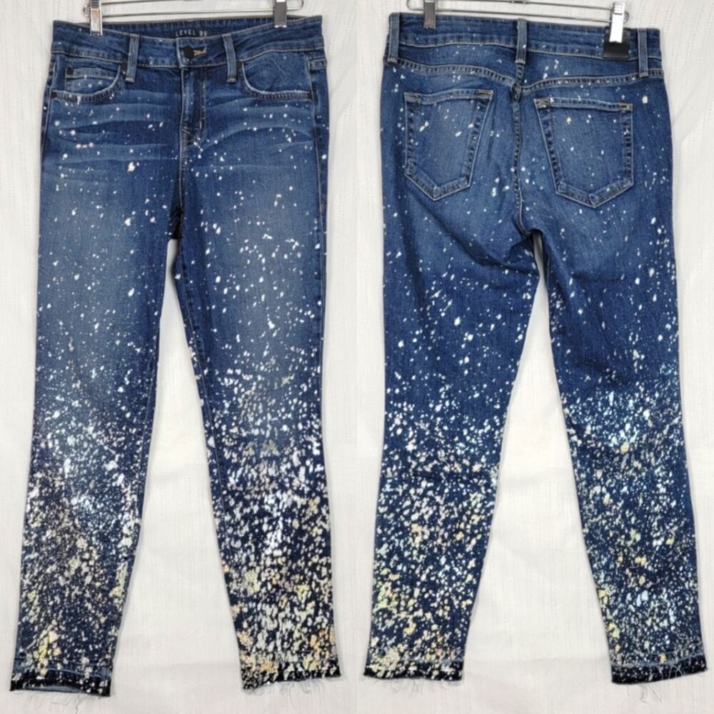 Level 99 Holographic Splatter Skinny Jeans, Sz 26